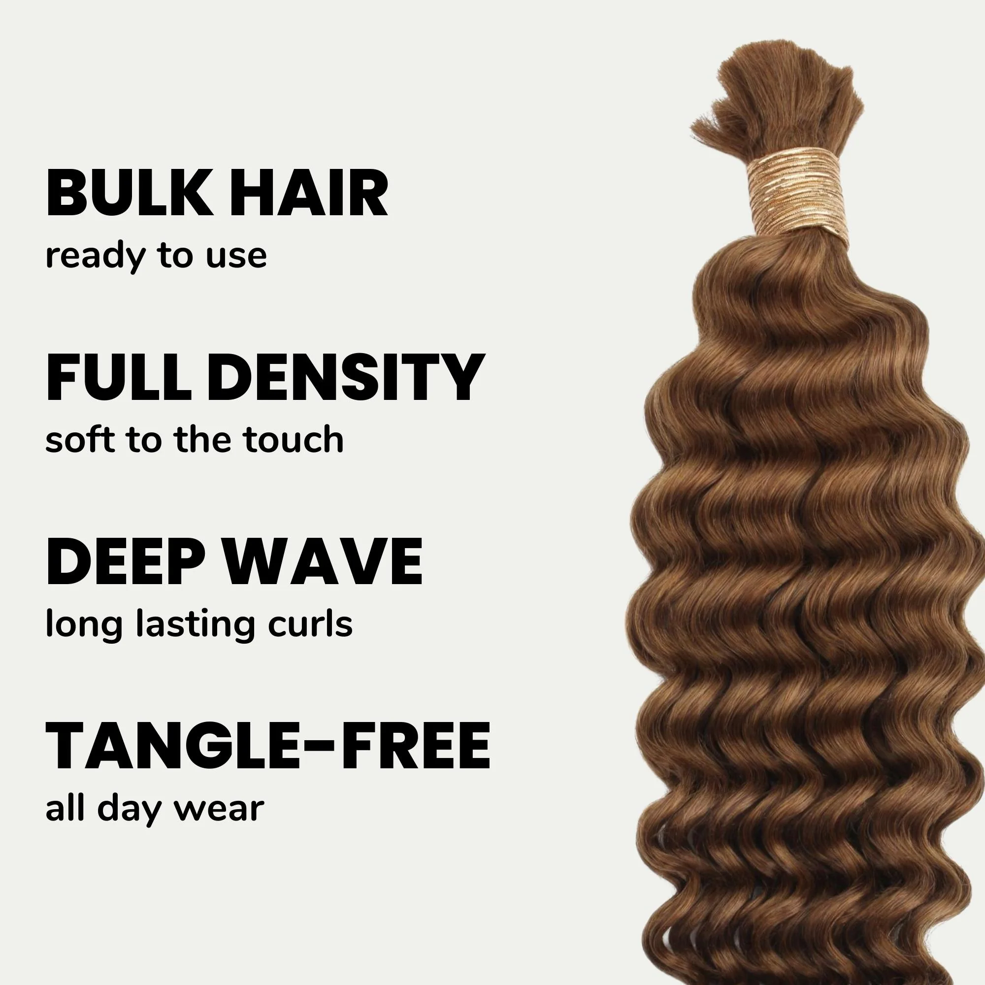 Auburn Deep Wave Bulk 100% Human Braiding Hair - Image 3