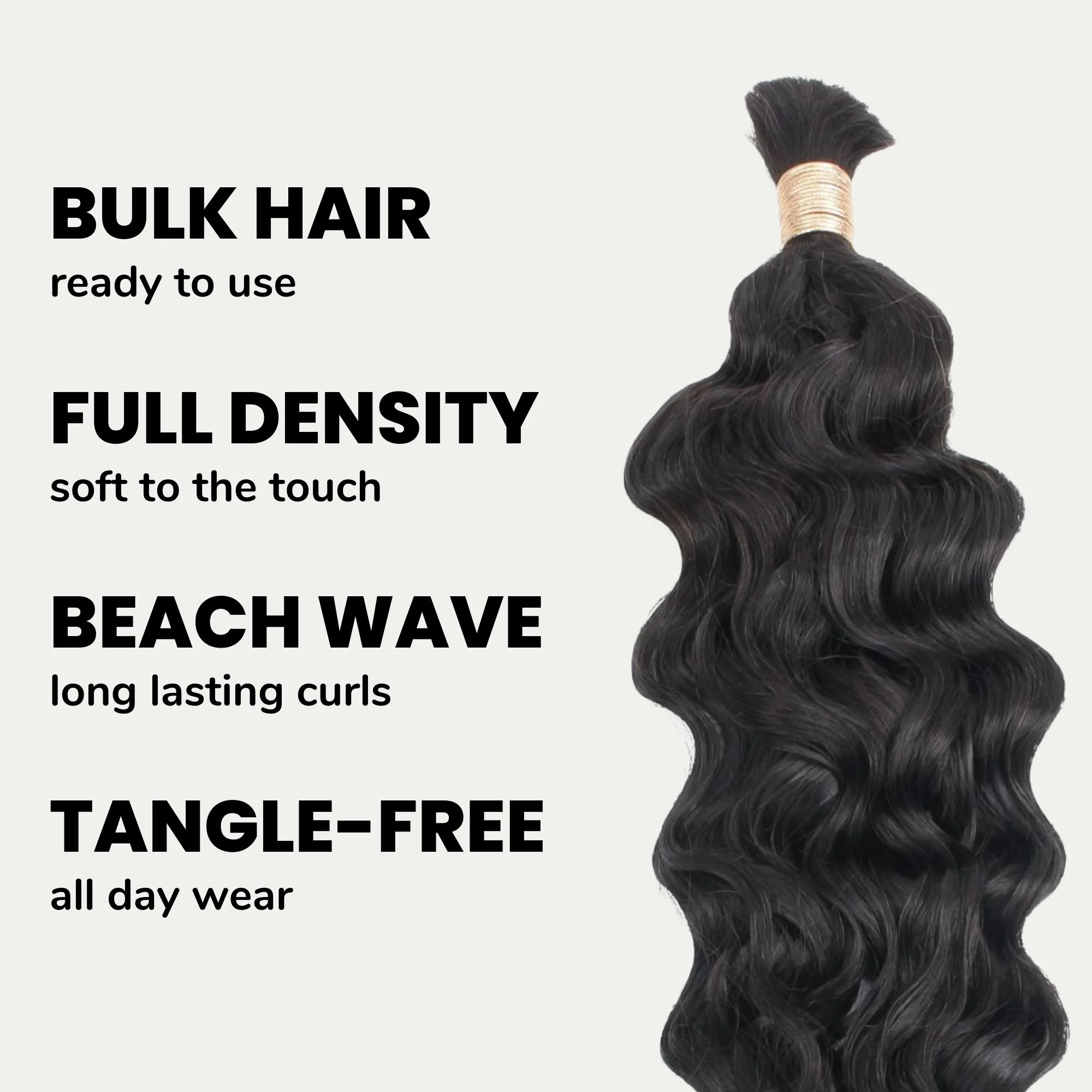 Beach Wave Bulk 100% Human Braiding Hair - Image 3