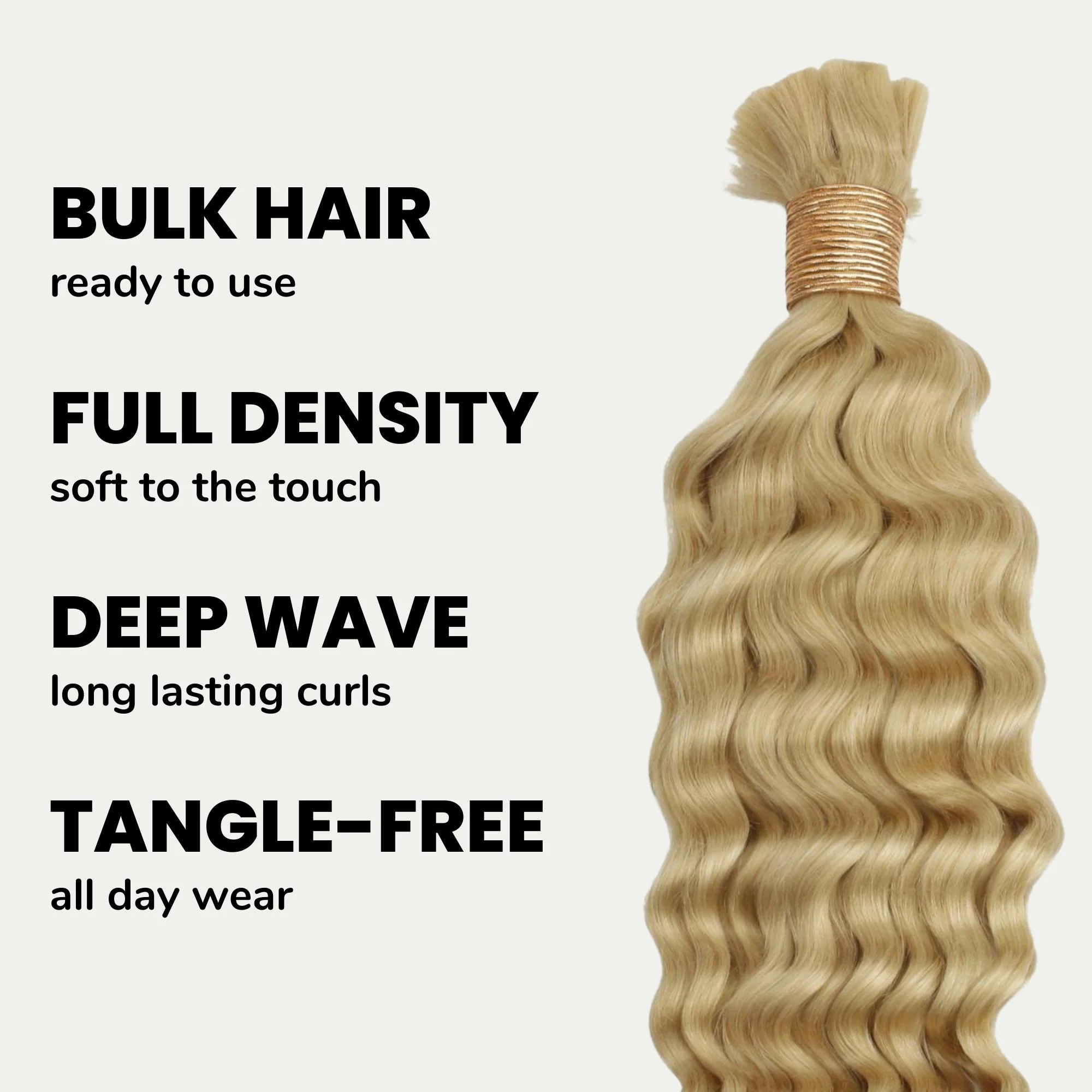 Blonde Deep Wave Bulk 100% Human Braiding Hair - Image 3