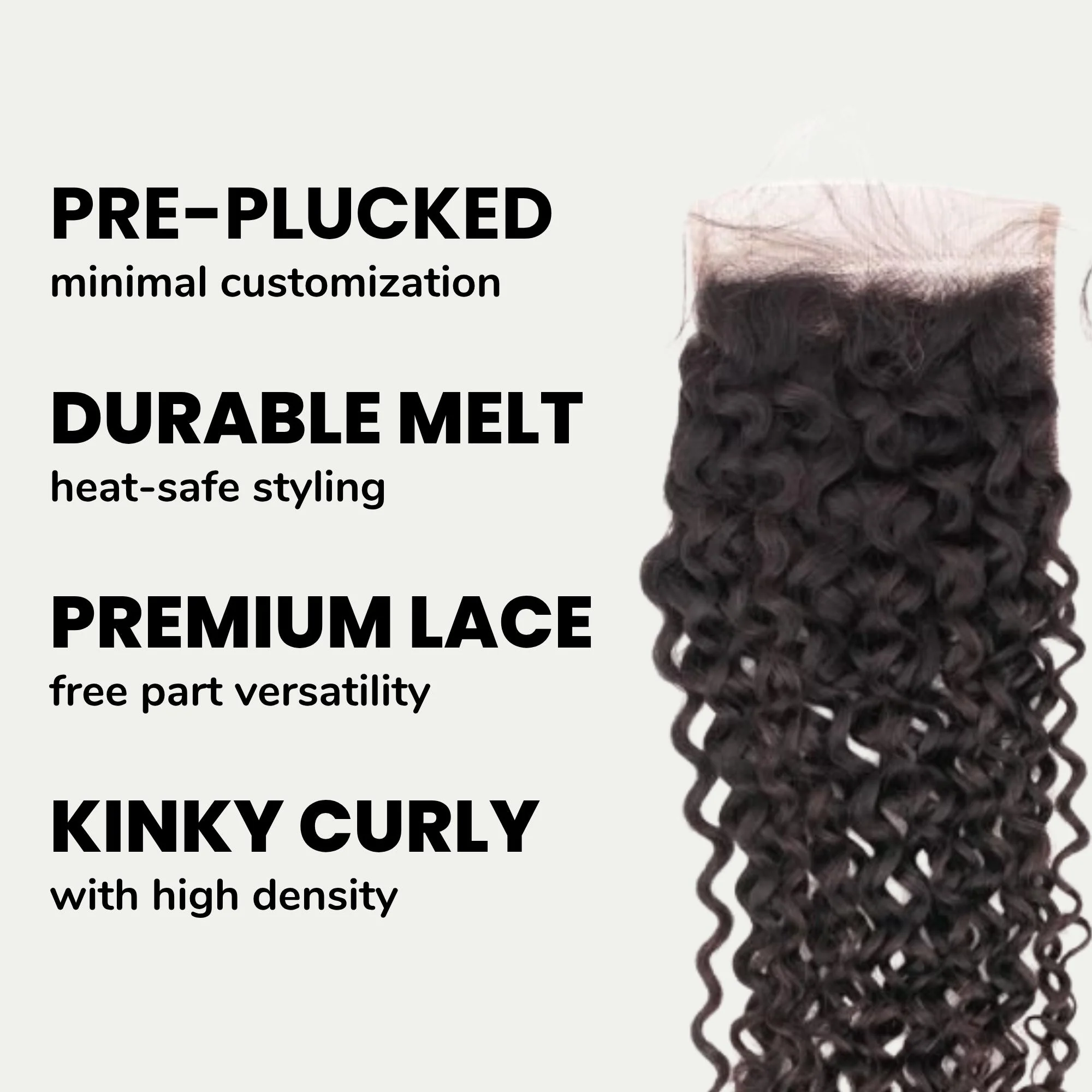 Kinky Curly 4x4 Transparent Lace Human Hair Closure - Image 3
