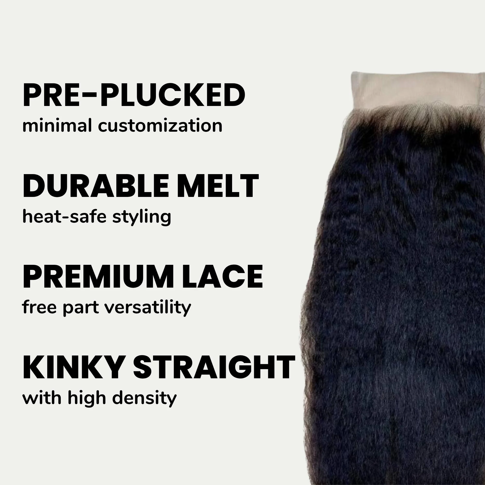 Kinky Straight 4x4 Transparent Lace Human Hair Closure - Image 3