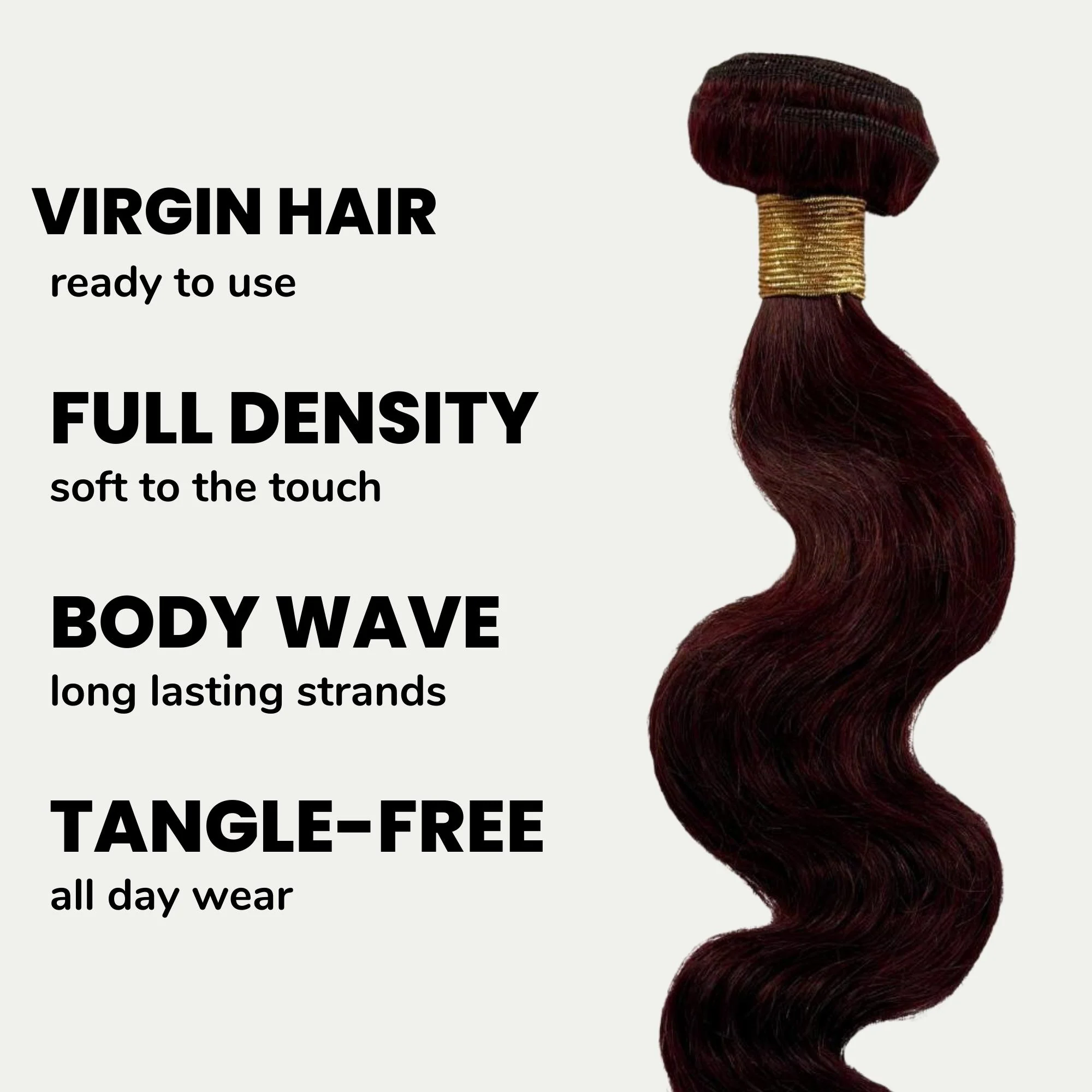 Burgundy Body Wave 100% Human Hair Bundles - Image 3