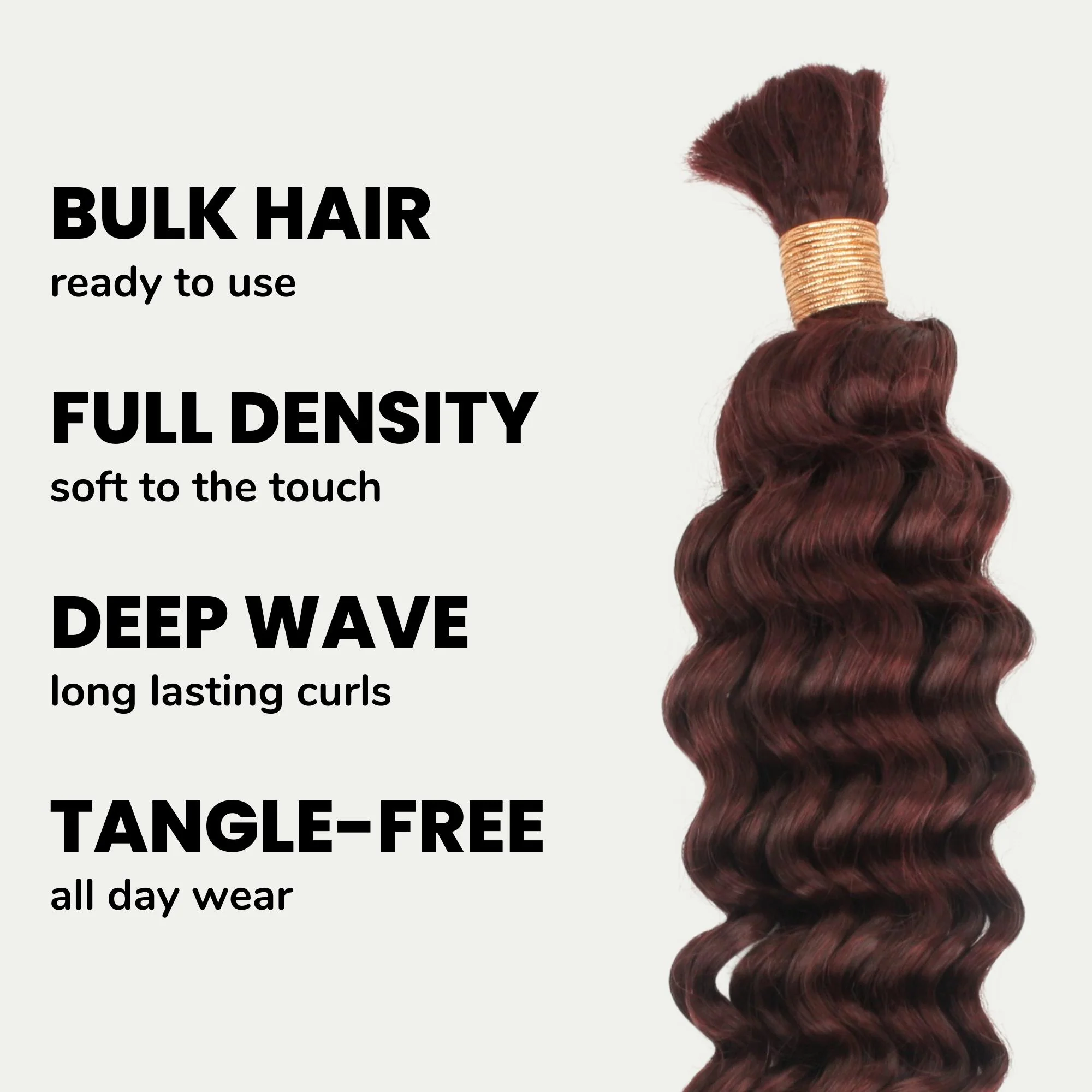 Burgundy Deep Wave Color 99J Bulk 100% Human Braiding Hair - Image 3