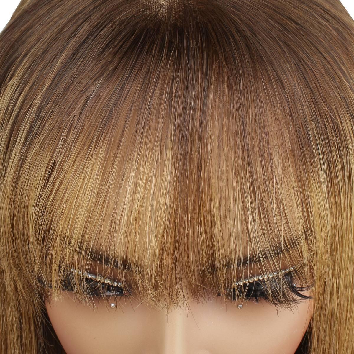 Highlight 4x4 Transparent Closure 100% Human Hair Bang Bob Wig - Image 6