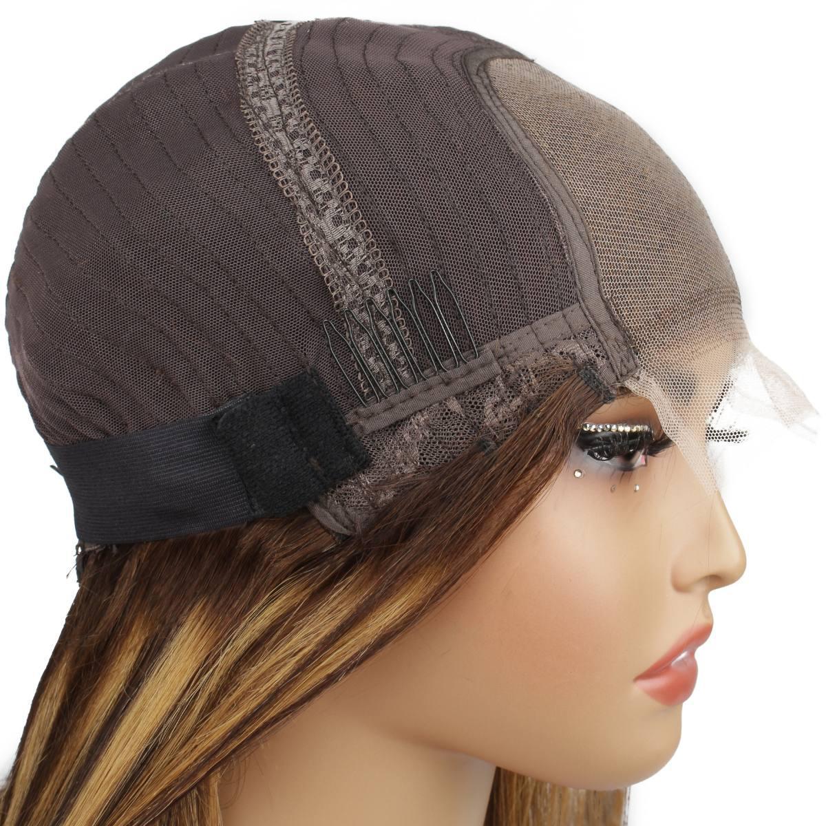 Highlight 4x4 Transparent Closure 100% Human Hair Bang Bob Wig - Image 8