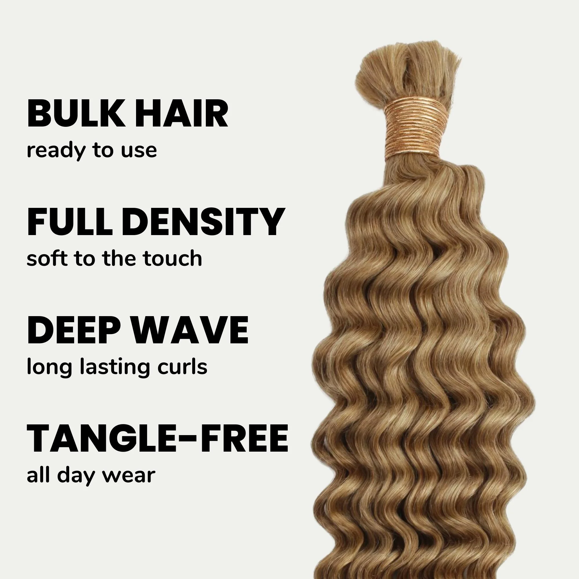Honey Blonde Deep Wave 27 Bulk 100% Human Braiding Hair - Image 3