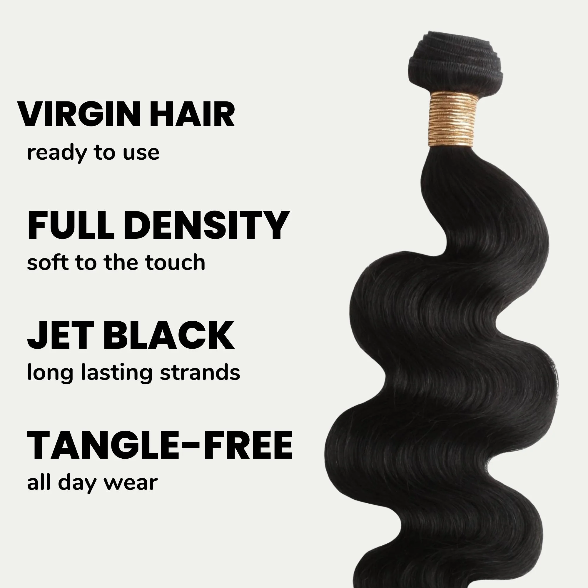 Jet Black Body Wave 100% Human Hair Bundle Deals - Image 3