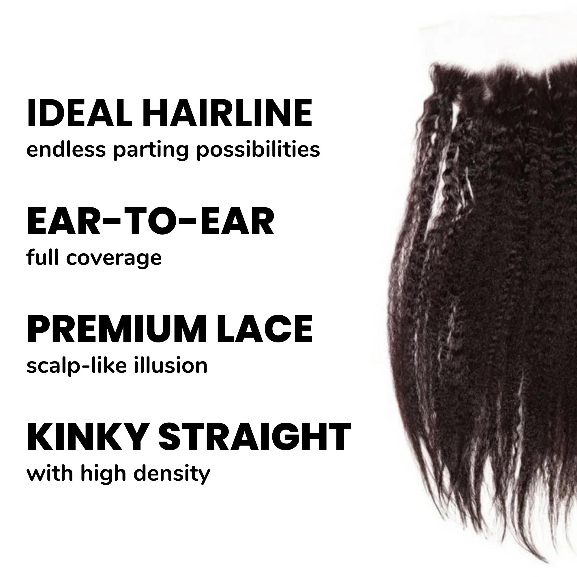 Kinky Straight 13x4 Transparent Lace Human Hair Frontal - Image 3