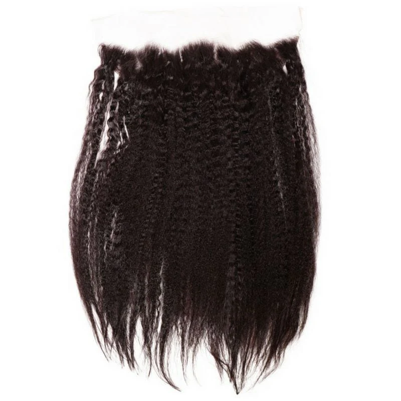 Kinky Straight 13x4 Transparent Lace Human Hair Frontal - Image 4