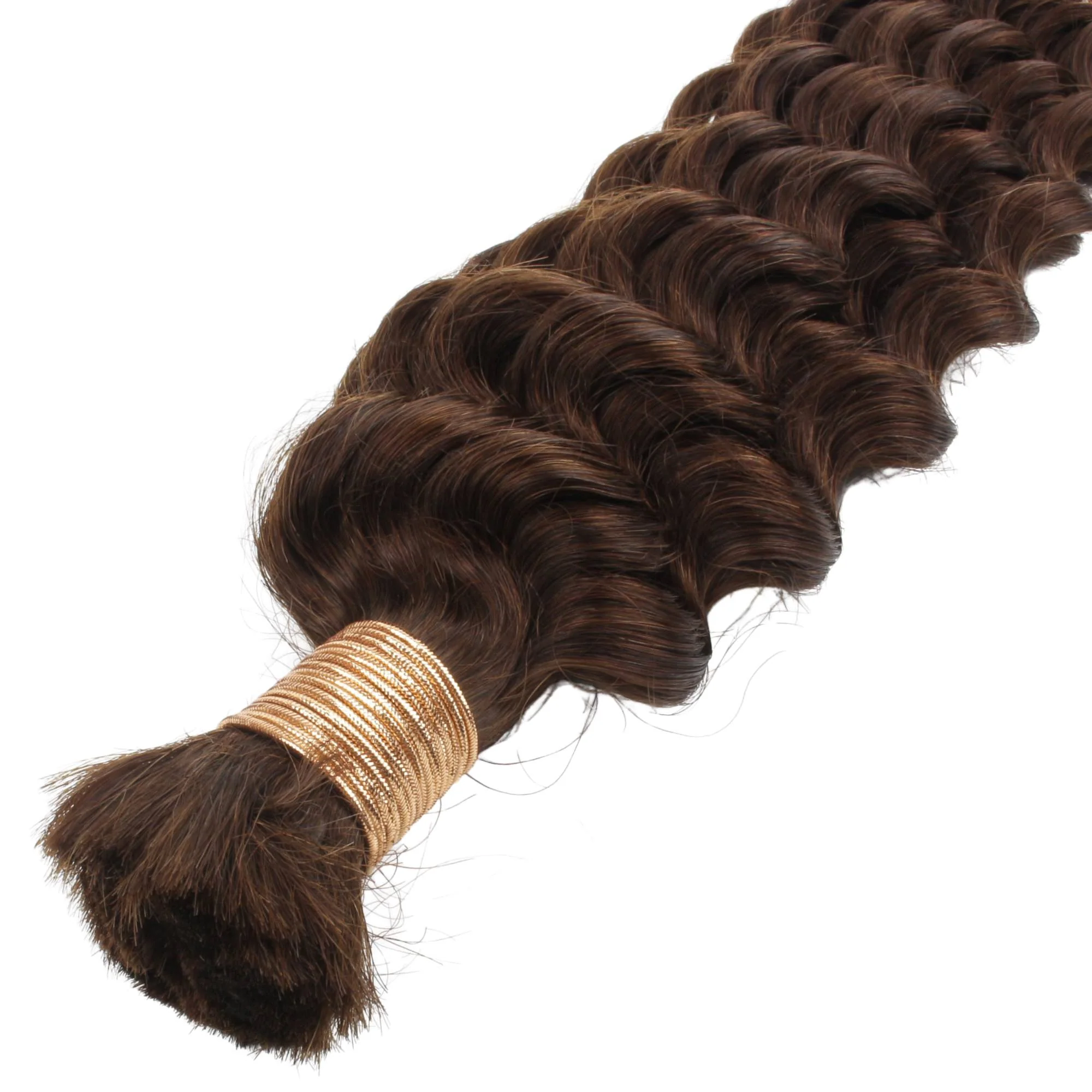 Medium Brown Deep Wave Color 4 Bulk 100% Human Braiding Hair - Image 5