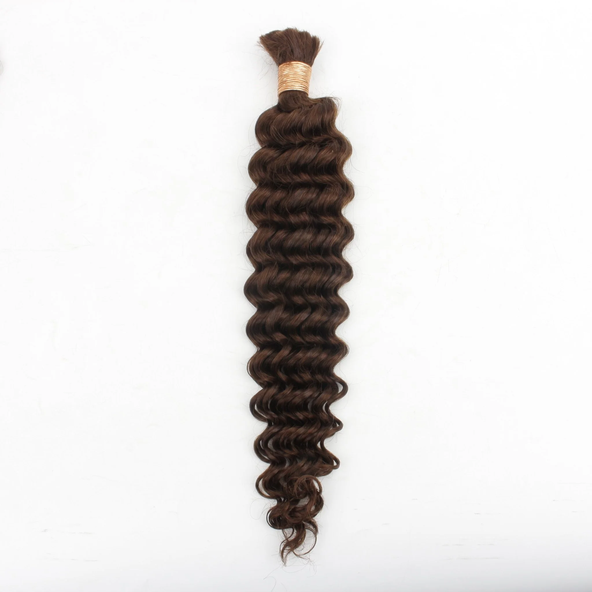 Medium Brown Deep Wave Color 4 Bulk 100% Human Braiding Hair - Image 7