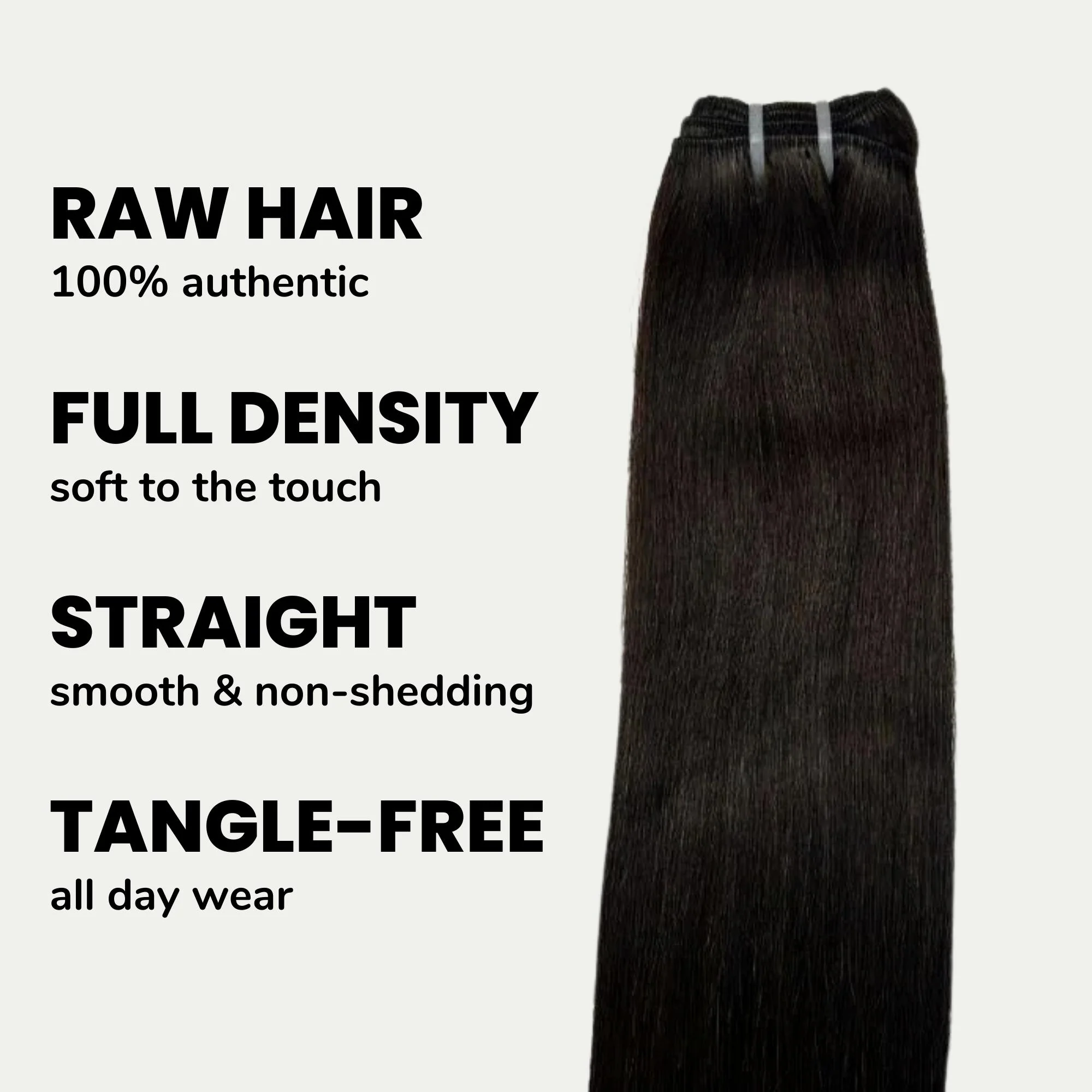 Raw Natural Black Straight 100% Human Hair Bundles - Image 3
