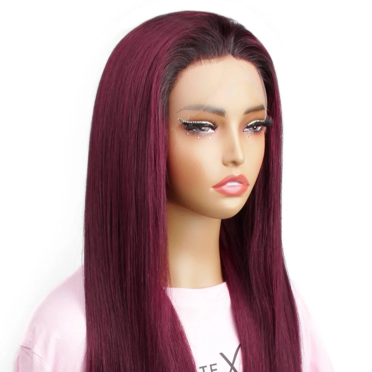 Ombre Burgundy Straight 13x6 HD Lace Front Wig - Image 3