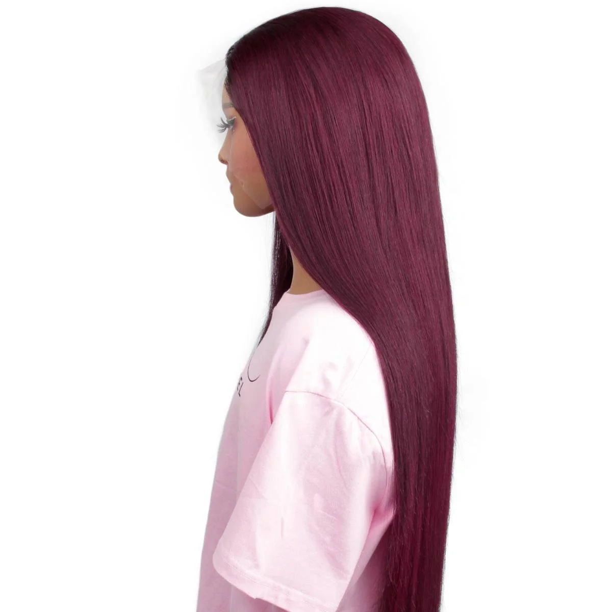 Ombre Burgundy Straight 13x6 HD Lace Front Wig - Image 4