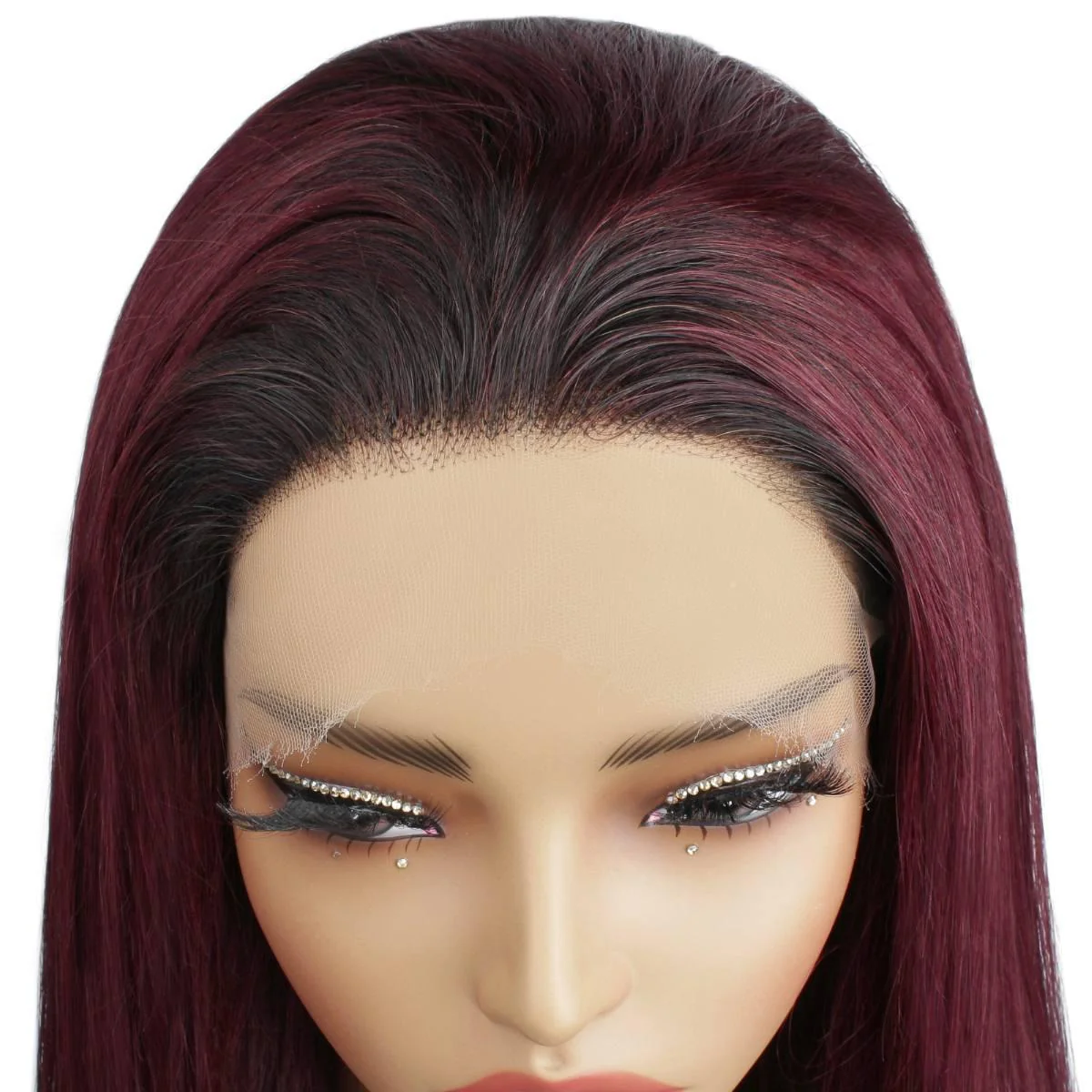 Ombre Burgundy Straight 13x6 HD Lace Front Wig - Image 6