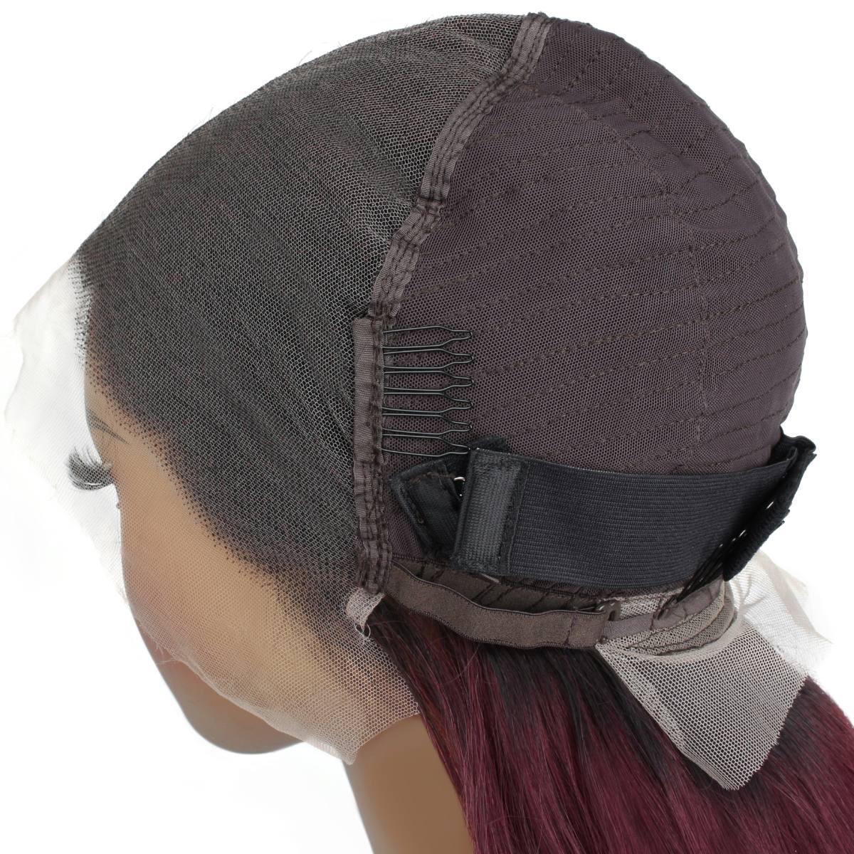 Ombre Burgundy Straight 13x6 HD Lace Front Wig - Image 8