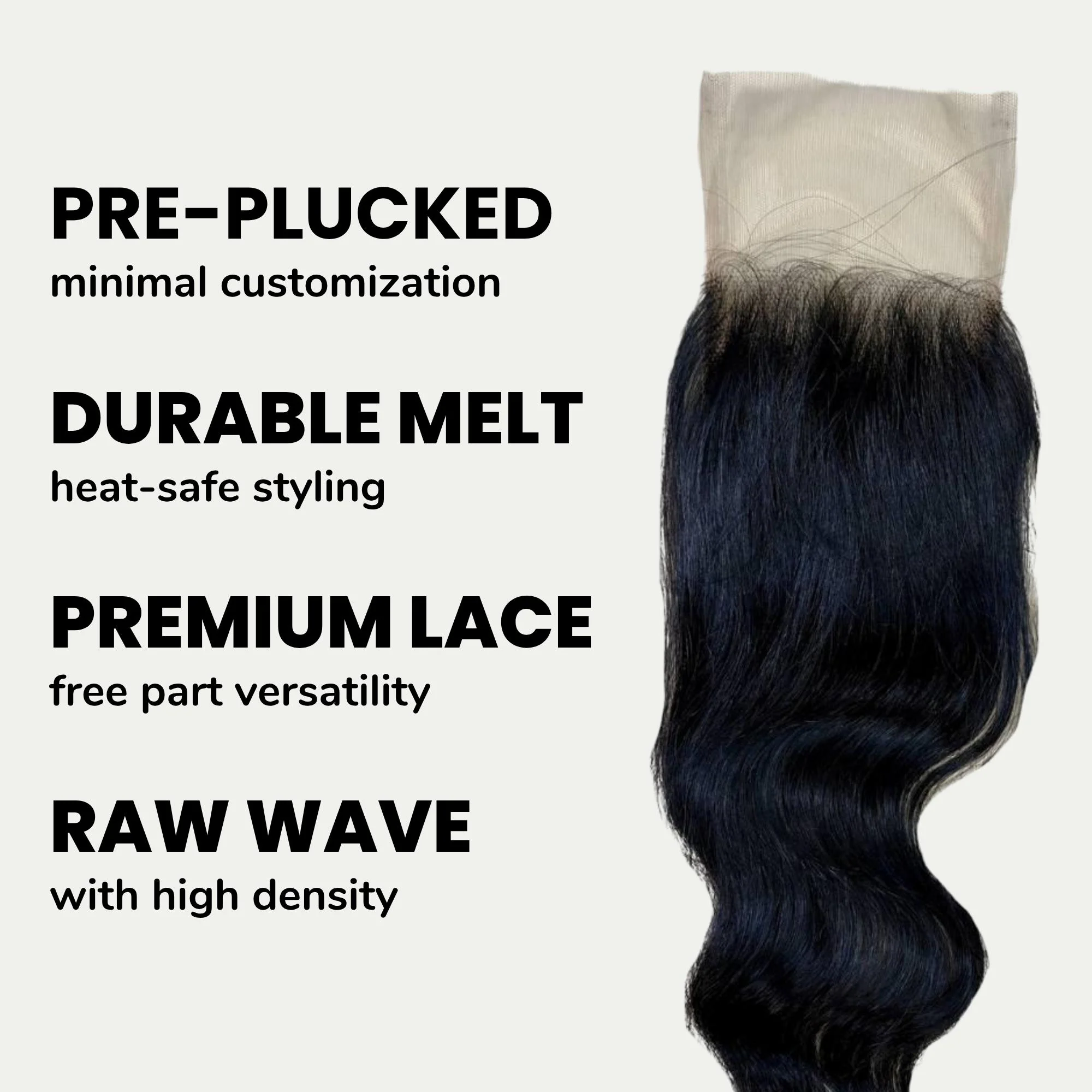 Raw Indian Wavy 4x4 Transparent Lace 100 % Human Hair Closure - Image 3