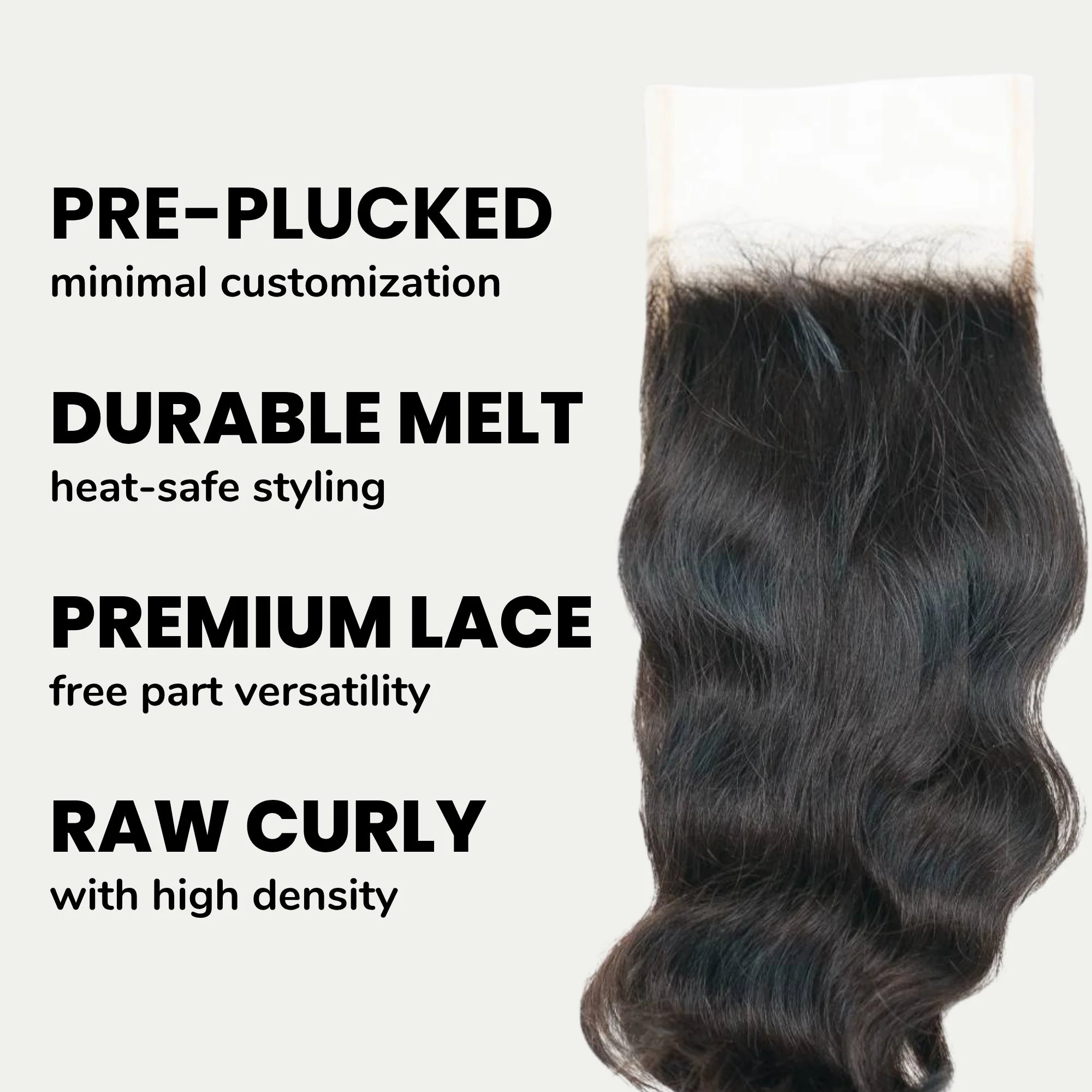 Raw Indian Curly 4x4 Transparent Lace 100% Human Hair Closure - Image 3