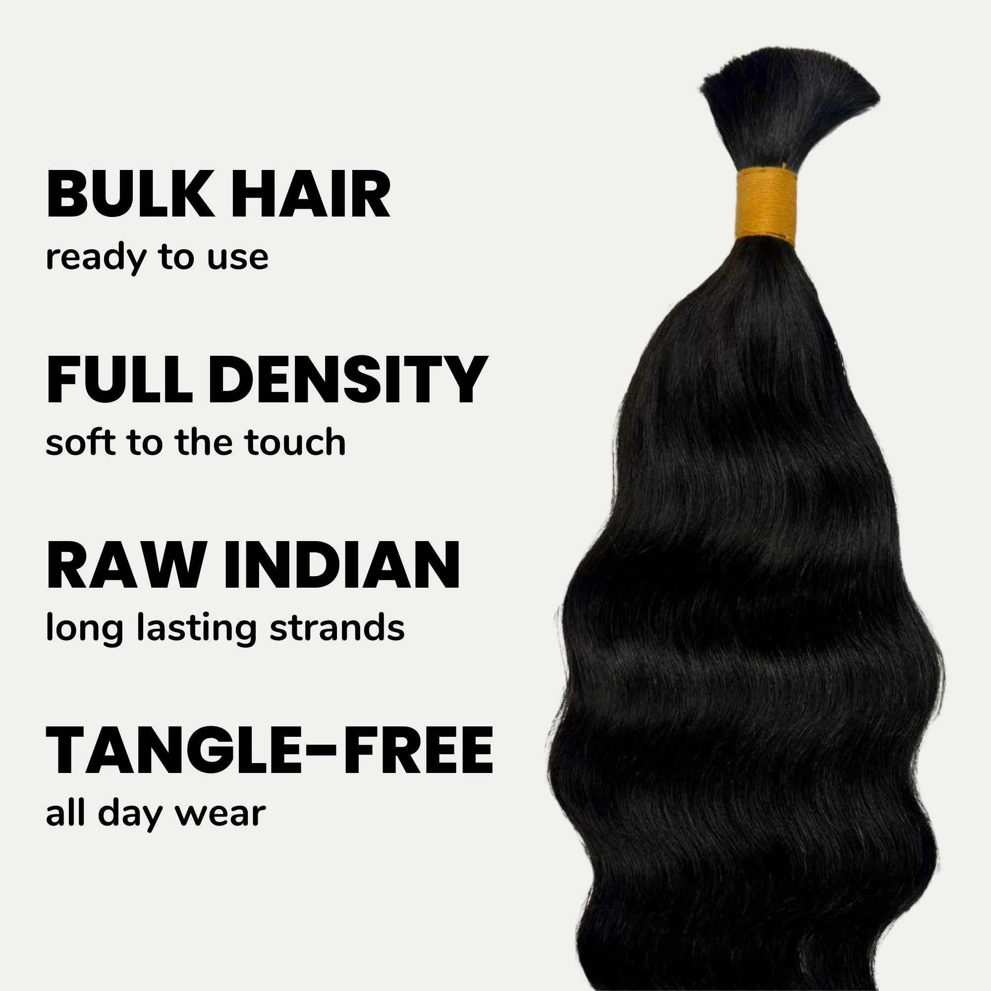 Raw Indian Wavy Bulk 100% Human Braiding Hair - Image 3