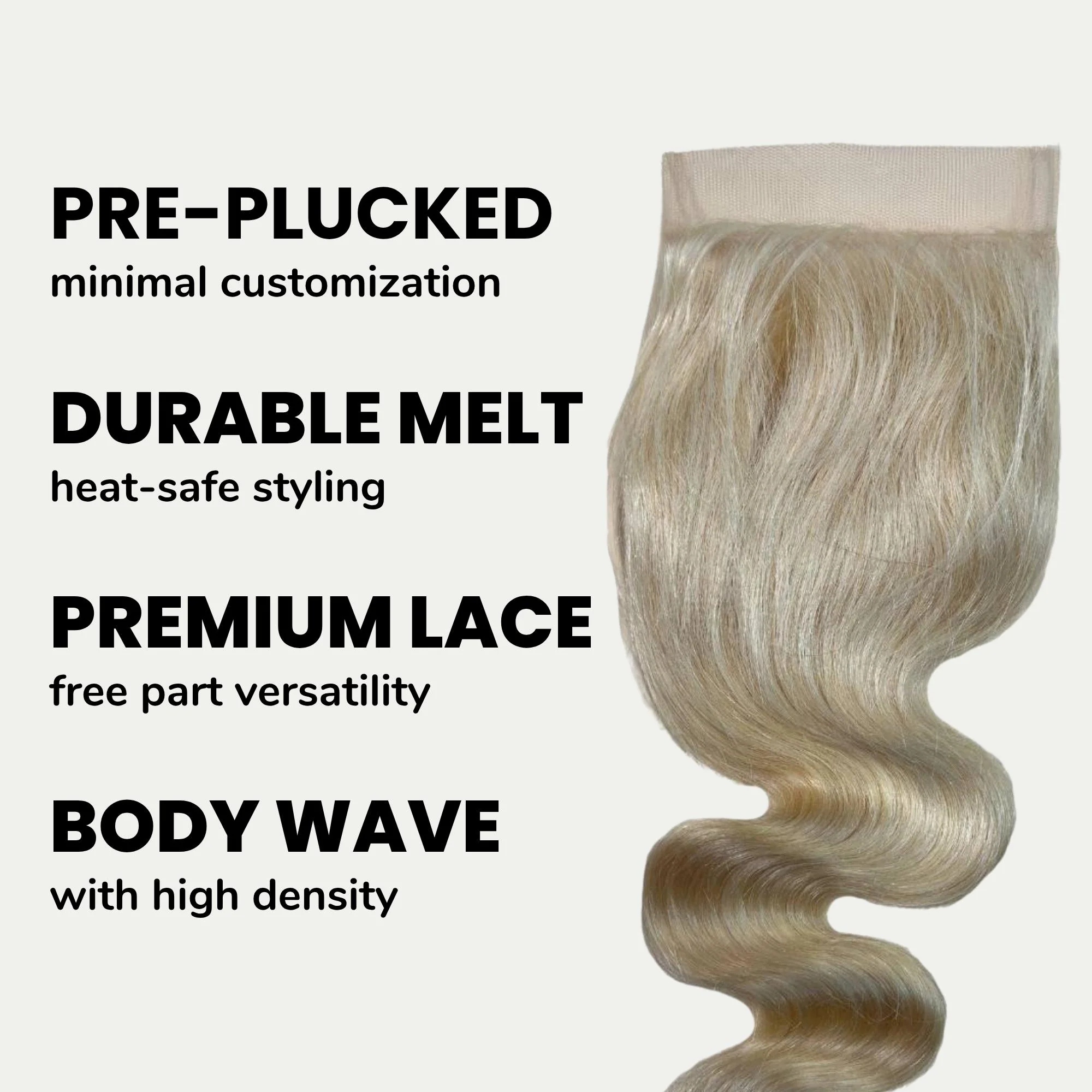 Blonde Body Wave 4x4 Transparent Lace 100% Human Hair Closure - Image 3