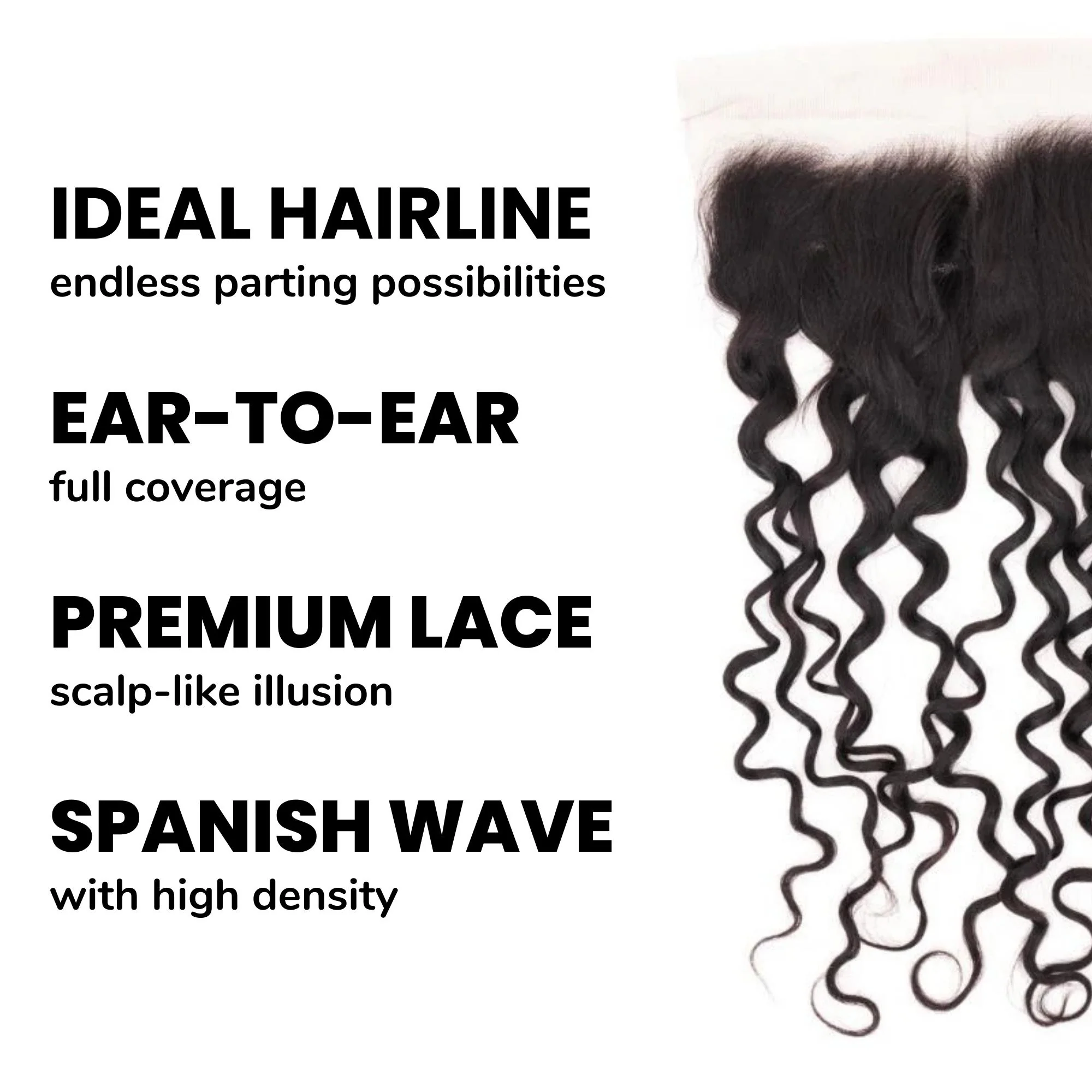 Spanish Wave 13x4 Transparent Lace Human Hair Frontal - Image 3